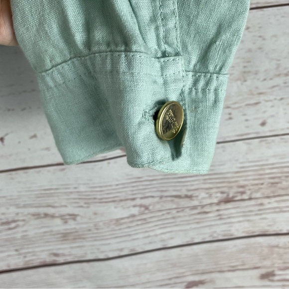 Pomodoro Linen Jacket Blazer Top Button Up Woman’s Sz 4 Blue Travel Lightweight - Picture 4 of 7